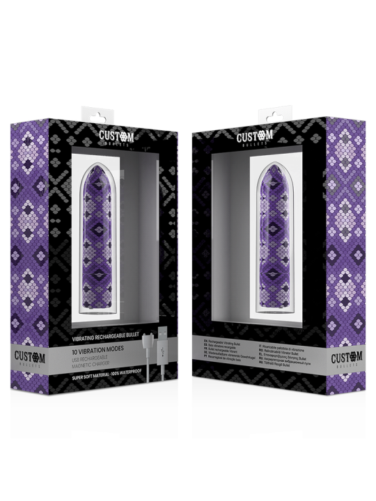 CUSTOM BULLETS BALA RECARGABLE SNAKE LILA 10 INTENSIDADES