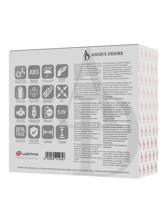 ANNE S DESIRE HUEVO CONTROL REMOTO TECNOLOGIA WATCHME NEGRO