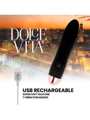 DOLCE VITA VIBRADOR RECARGABLE FOUR NEGRO 7 VELOCIDADES