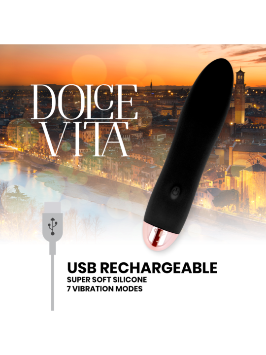 DOLCE VITA VIBRADOR RECARGABLE FOUR NEGRO 7 VELOCIDADES