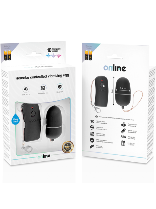 ONLINE HUEVO VIBRADOR CON MANDO CONTROL REMOTO NEGRO