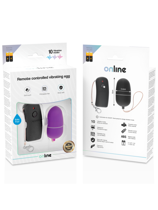 ONLINE HUEVO VIBRADOR CON MANDO CONTROL REMOTO LILA