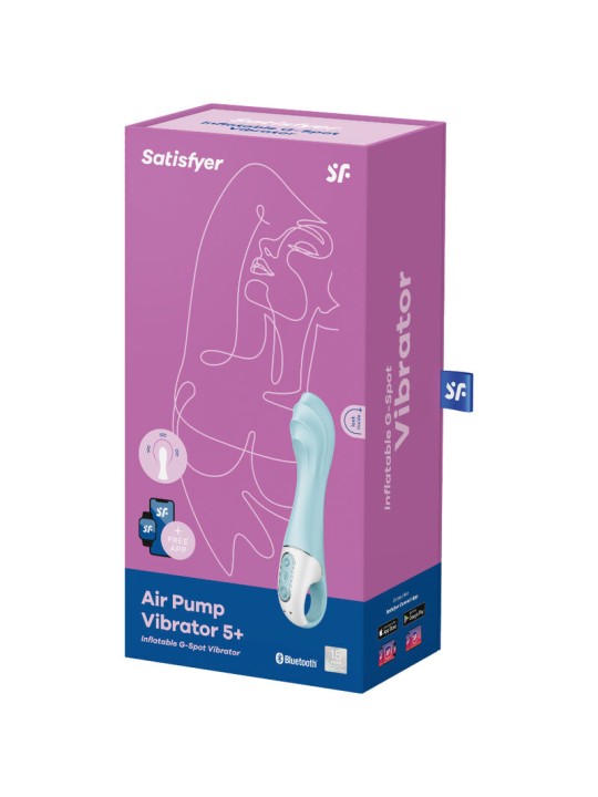 SATISFYER AIR PUMP VIBRATOR 5 VIBRADOR PUNTO G INFLABLE APP AZUL