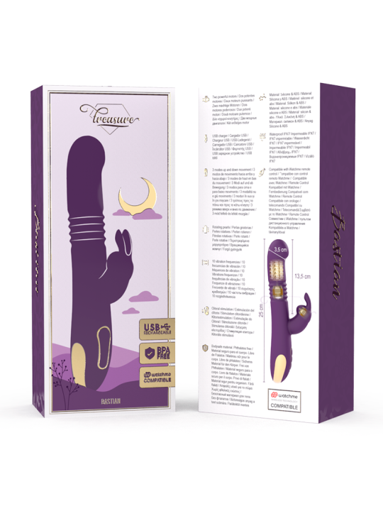 TREASURE BASTIAN RABBIT UP DOWN ROTATOR VIBRATOR COMPATIBLE CON WATCHME WIRELESS TECHNOLOGY