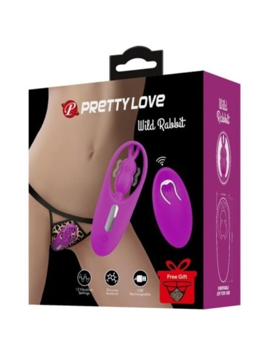 PRETTY LOVE WILD RABBIT ESTIMULADOR PARA BRAGUITA CON CONTROL REMOTO LILA