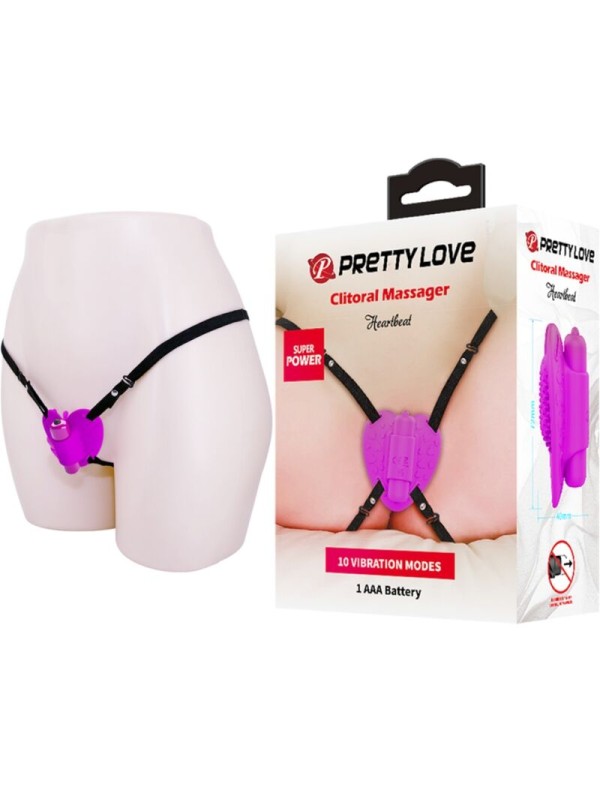 PRETTY LOVE MASAJEADOR DE CLITORIS HEARTBEAT 10 MODOS DE VIBRACION MORADO