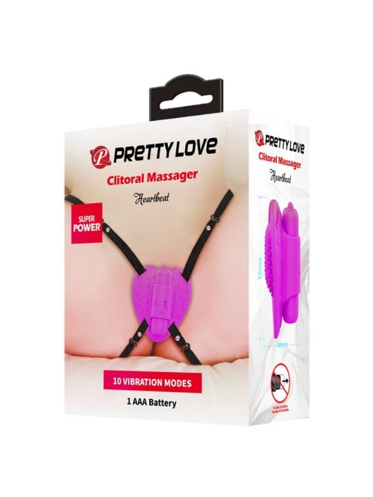 PRETTY LOVE MASAJEADOR DE CLITORIS HEARTBEAT 10 MODOS DE VIBRACION MORADO