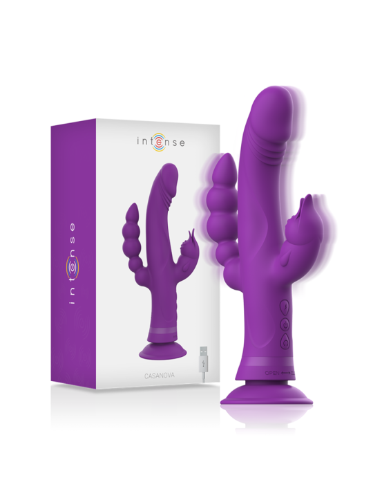 INTENSE CASANOVA VIBRADOR RABBIT SILICONA TRIPLE MOTOR MORADO