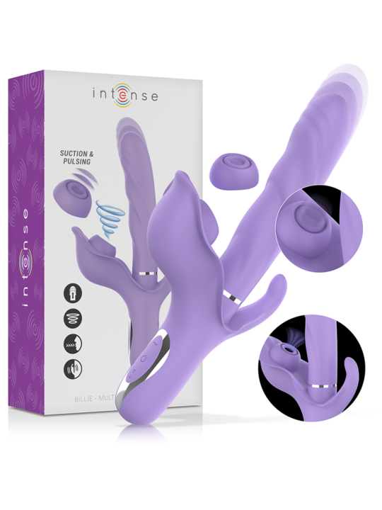INTENSE BILLIE VIBRADOR MULTIFUNCION RECARGABLE ONDAS ESTIMULADORAS CON PULSADOR MORADO