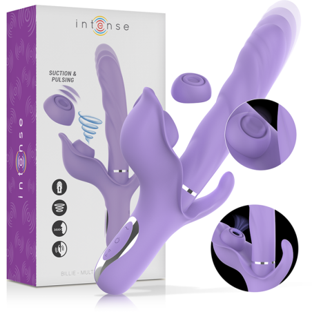 INTENSE BILLIE VIBRADOR MULTIFUNCION RECARGABLE ONDAS ESTIMULADORAS CON PULSADOR MORADO