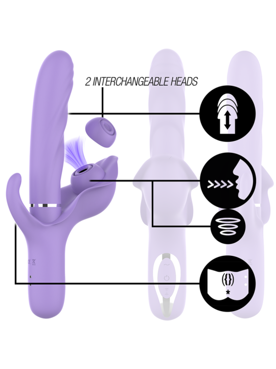 INTENSE BILLIE VIBRADOR MULTIFUNCION RECARGABLE ONDAS ESTIMULADORAS CON PULSADOR MORADO