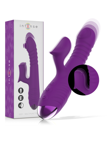 INTENSE IGGY VIBRADOR MULTIFUNCION RECARGABLE UP DOWN CON ESTIMULADOR DE CLITORIS MORADO