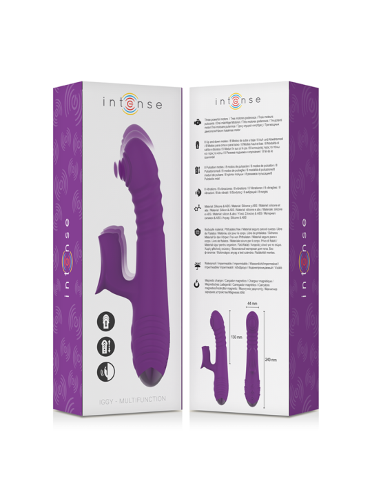 INTENSE IGGY VIBRADOR MULTIFUNCION RECARGABLE UP DOWN CON ESTIMULADOR DE CLITORIS MORADO