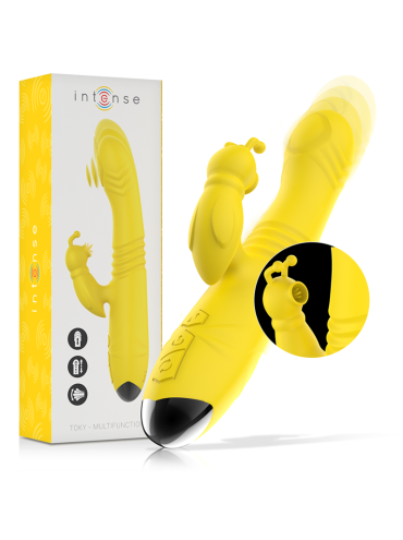 INTENSE TOKY VIBRADOR MULTIFUNCION RECARGABLE UP DOWN CON ESTIMULADOR DE CLITORIS AMARILLO