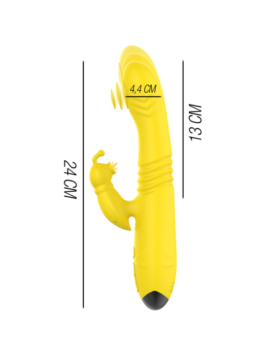 INTENSE TOKY VIBRADOR MULTIFUNCION RECARGABLE UP DOWN CON ESTIMULADOR DE CLITORIS AMARILLO