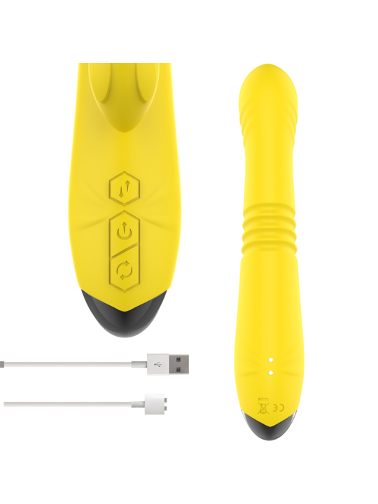 INTENSE TOKY VIBRADOR MULTIFUNCION RECARGABLE UP DOWN CON ESTIMULADOR DE CLITORIS AMARILLO