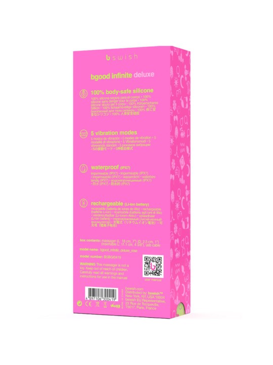 B SWISH BGOOD INFINITE DELUXE VIBRADOR RECARGABLE SILICONA ROSA