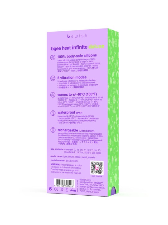 B SWISH BGEE HEAT INFINITE DELUXE VIBRADOR RECARGABLE SILICONA LAVANDA