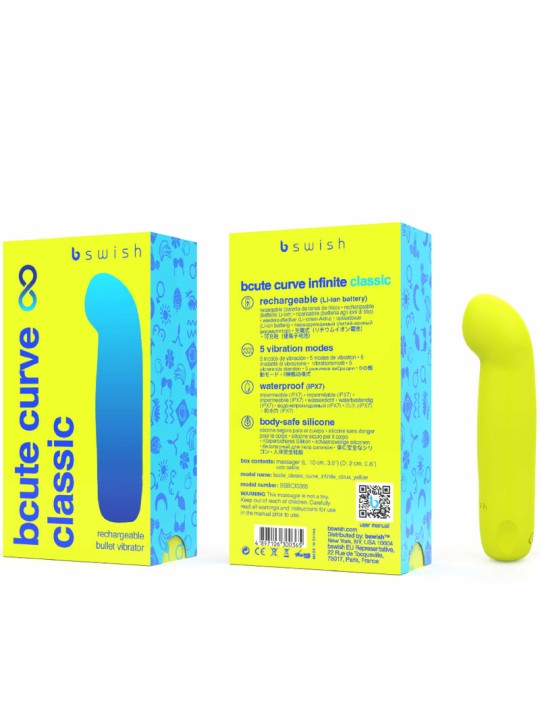 B SWISH BCUTE CURVE INFINITE CLASSIC VIBRADOR RECARGABLE SILICONA AMARILLO