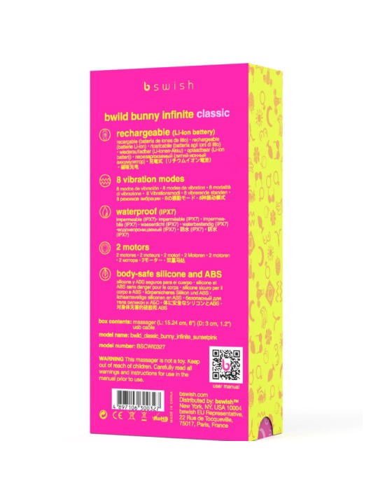 B SWISH BWILD BUNNY INFINITE CLASSIC VIBRADOR RECARGABLE SILICONA ROSA