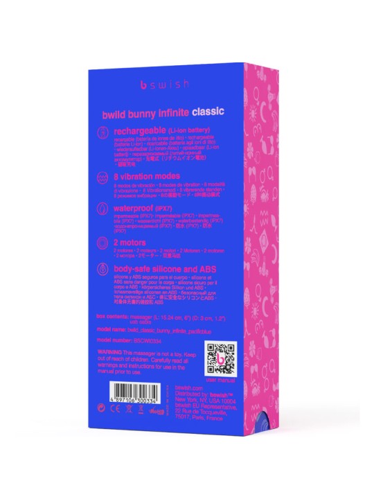 B SWISH BWILD BUNNY INFINITE CLASSIC VIBRADOR RECARGABLE SILICONA AZUL