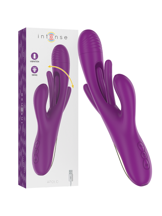 INTENSE APOLO VIBRADOR MULTIFUNCION RECARGABLE 7 VIBRACIONES CON LENGUA OSCILANTE MORADO