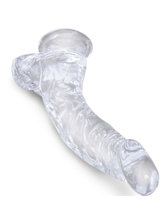 KING COCK CLEAR PENE REALISTICO CURVADO CON TESTICULOS 165 CM TRANSPARENTE