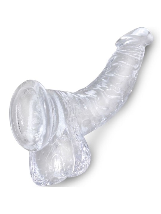 KING COCK CLEAR PENE REALISTICO CURVADO CON TESTICULOS 165 CM TRANSPARENTE