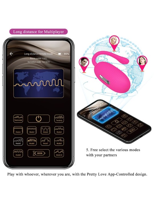 PRETTY LOVE DOREEN HUEVO VIBRADOR RECARGABLE MAGENTA CONTROL REMOTO