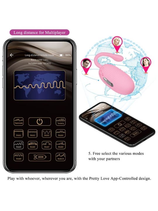 PRETTY LOVE DOREEN HUEVO VIBRADOR RECARGABLE ROSA