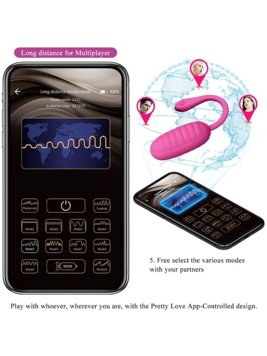 PRETTY LOVE CATALINA HUEVO VIBRADOR RECARGABLE ROSA