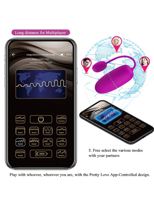PRETTY LOVE NYMPH HUEVO VIBRADOR CONTROLADO POR APP VIOLETA