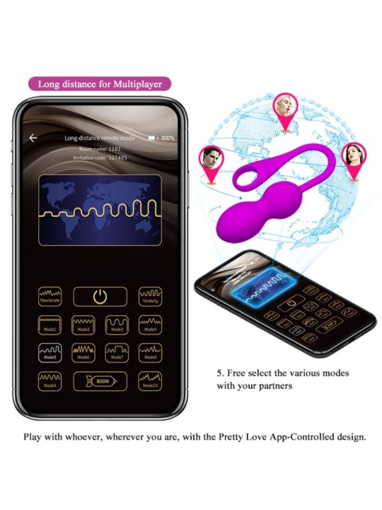 PRETTY LOVE ELVIRA BOLAS VIBRADORAS RECARGABLE MORADO