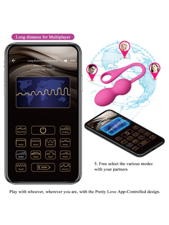 PRETTY LOVE ELVIRA BOLAS VIBRADORAS RECARGABLE ROSA