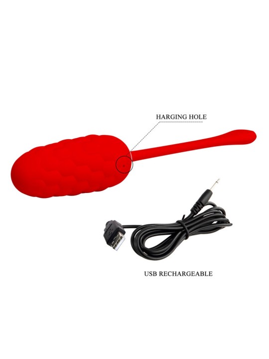 PRETTY LOVE HUEVO VIBRADOR CON TEXTURA MARINA RECARGABLE ROJO