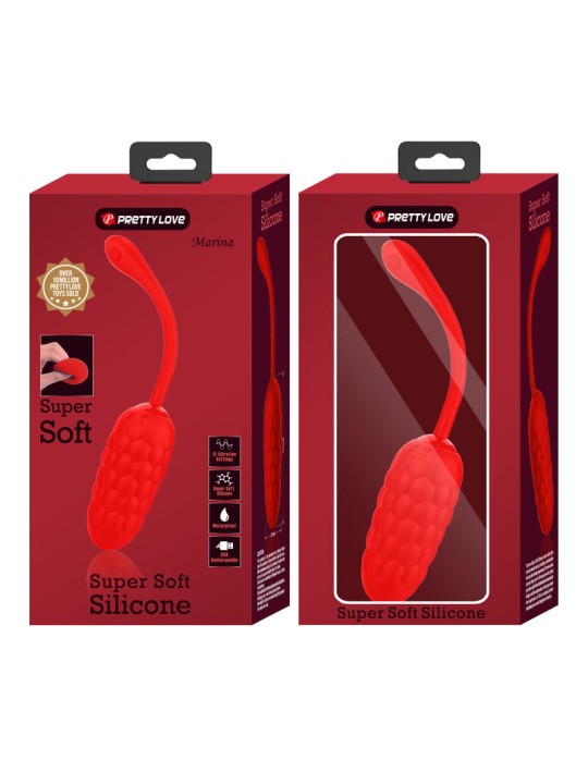 PRETTY LOVE HUEVO VIBRADOR CON TEXTURA MARINA RECARGABLE ROJO