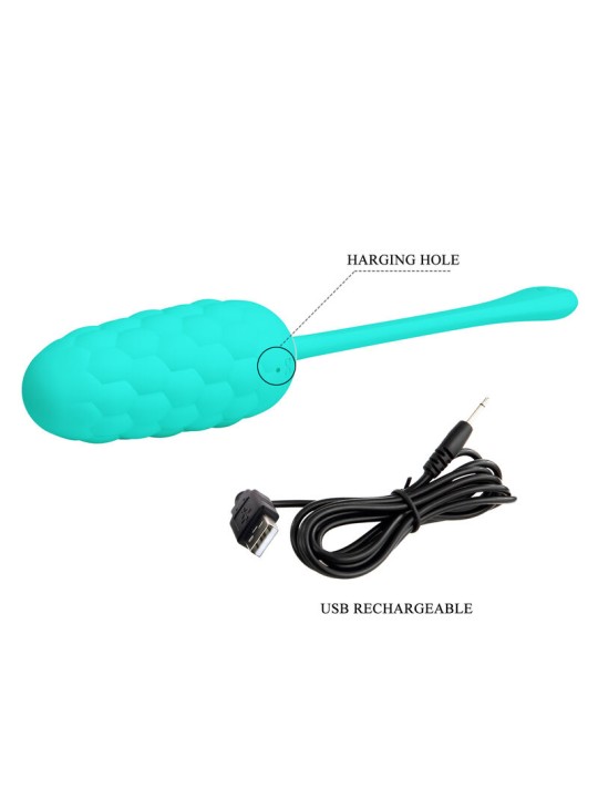 PRETTY LOVE HUEVO VIBRADOR CON TEXTURA MARINA RECARGABLE VERDE AGUA
