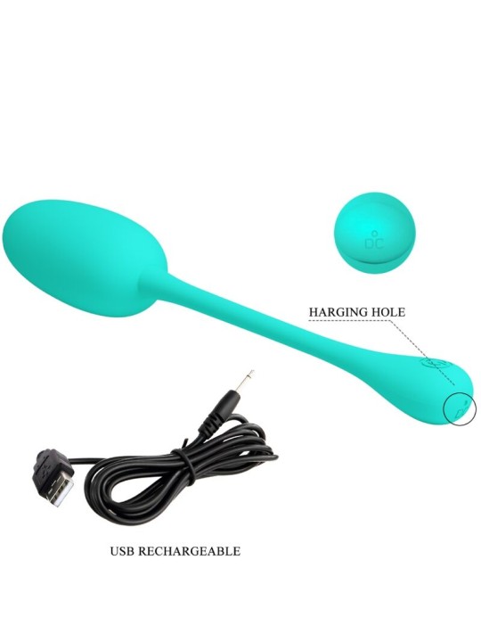 PRETTY LOVE KNUCKER HUEVO VIBRADOR RECARGABLE VERDE AGUA