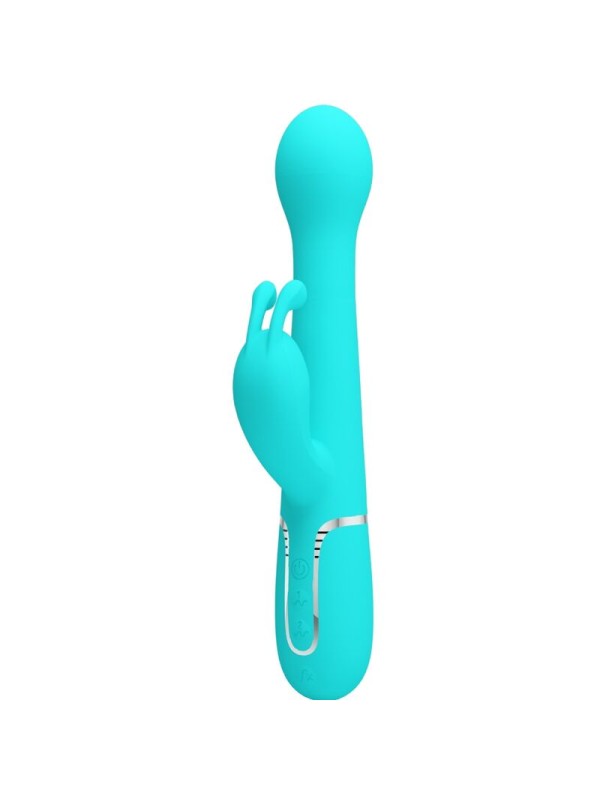 PRETTY LOVE DEJON VIBRADOR RABBIT 3 EN 1 MULTIFUNCION VERDE AGUA