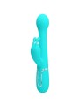 PRETTY LOVE DEJON VIBRADOR RABBIT 3 EN 1 MULTIFUNCION VERDE AGUA