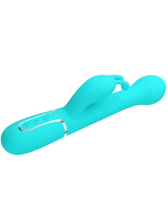 PRETTY LOVE DEJON VIBRADOR RABBIT 3 EN 1 MULTIFUNCION VERDE AGUA