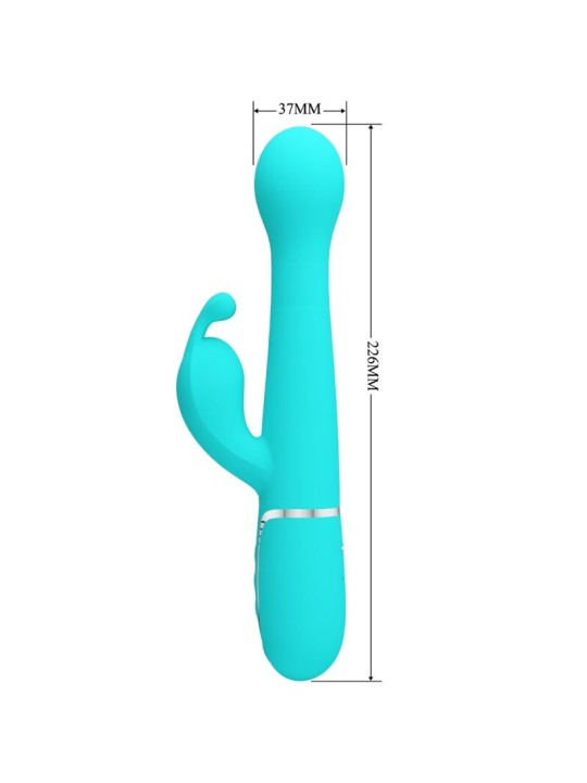 PRETTY LOVE DEJON VIBRADOR RABBIT 3 EN 1 MULTIFUNCION VERDE AGUA