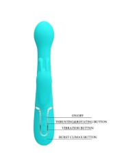 PRETTY LOVE DEJON VIBRADOR RABBIT 3 EN 1 MULTIFUNCION VERDE AGUA