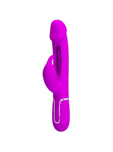 PRETTY LOVE KAMPAS VIBRADOR RABBIT 3 EN 1 MULTIFUNCION CON LENGUA FUCSIA