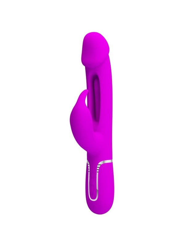 PRETTY LOVE KAMPAS VIBRADOR RABBIT 3 EN 1 MULTIFUNCION CON LENGUA FUCSIA