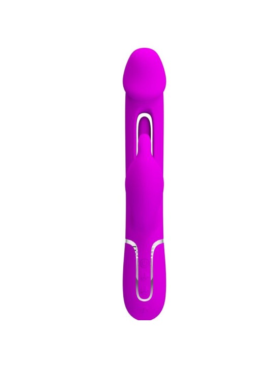 PRETTY LOVE KAMPAS VIBRADOR RABBIT 3 EN 1 MULTIFUNCION CON LENGUA FUCSIA
