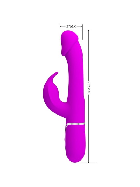 PRETTY LOVE KAMPAS VIBRADOR RABBIT 3 EN 1 MULTIFUNCION CON LENGUA FUCSIA