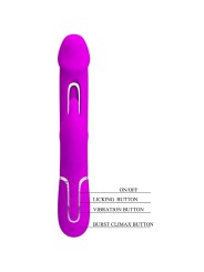 PRETTY LOVE KAMPAS VIBRADOR RABBIT 3 EN 1 MULTIFUNCION CON LENGUA FUCSIA