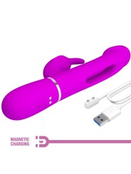 PRETTY LOVE KAMPAS VIBRADOR RABBIT 3 EN 1 MULTIFUNCION CON LENGUA FUCSIA