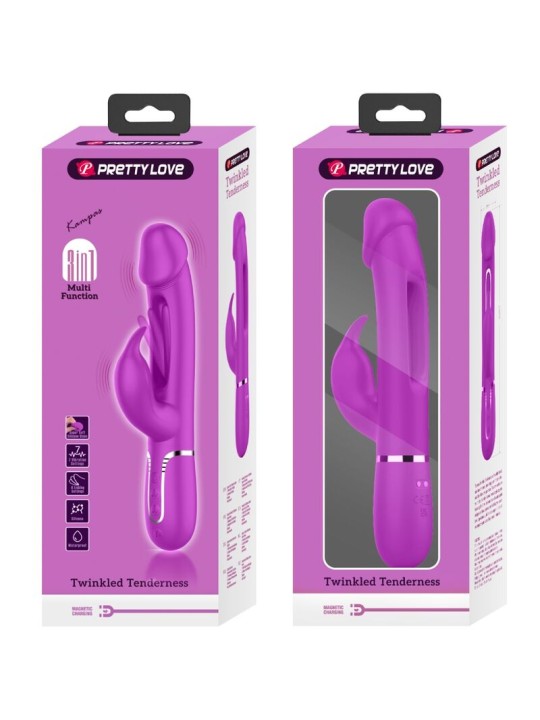 PRETTY LOVE KAMPAS VIBRADOR RABBIT 3 EN 1 MULTIFUNCION CON LENGUA FUCSIA